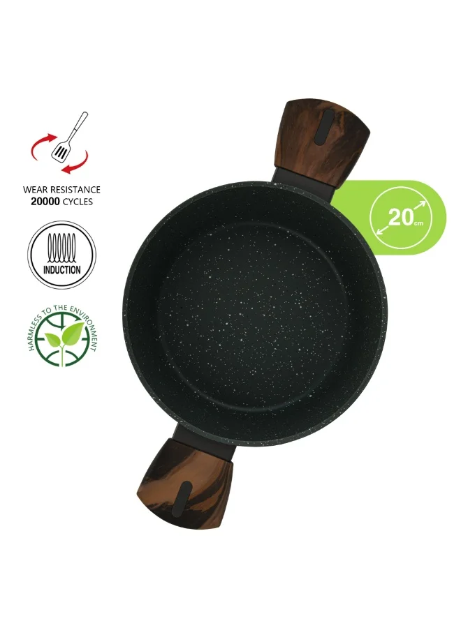 Fissman Stockpot 20cm/2.6LTR Stockpot Cuisine 20x10cm/2.6 Ltr With Glass Lid (Aluminium With Non-Stick Coating)  | Best Price UAE